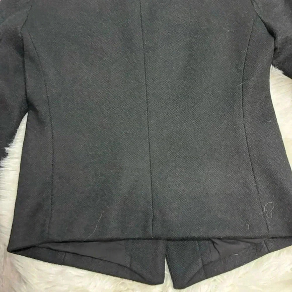Ann Taylor Loft black wool blend asymmetrical snap blazer jacket, size 4 petite - Picture 9 of 9